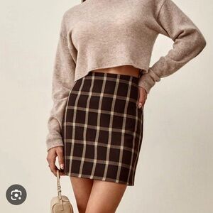 Reformation Suzie Skirt in Dark Brown Plaid 🌰